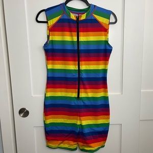 TomboyX 6" Sleeveless Rainbow Unisuit Romper Size Large